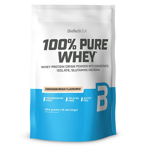 100% Pure Whey Protein Pulver Cookies & Cream Fra Biotechusa