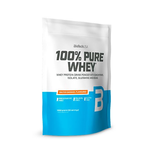 100% Pure Whey Protein Pulver Salted Caramel Fra Biotechusa