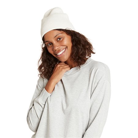 Beanie hue Ribbed Knit hvid one-size