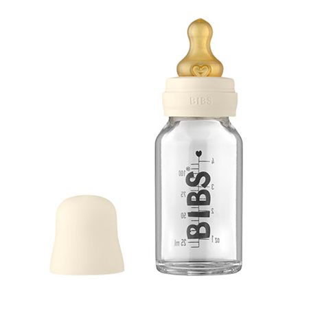 BIBS Baby Glass Bottle Complete Set Latex 110ml Ivory