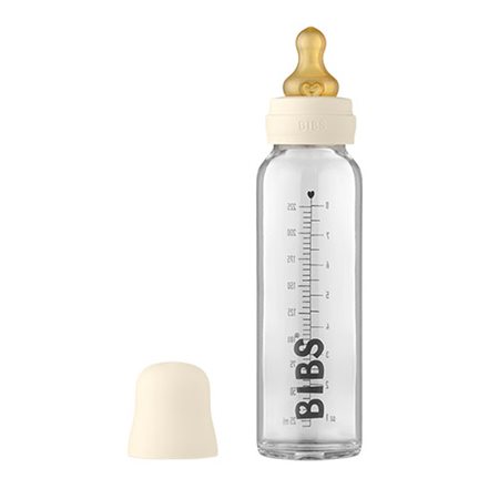 BIBS Baby Glass Bottle Complete Set Latex 225ml Ivory