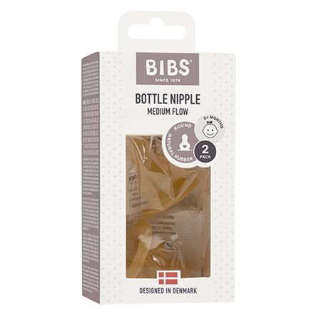 BIBS Bottle Nipple Latex Medium Flow 2 PACK