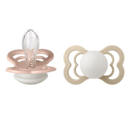 BIBS Supreme Silicone Size 2 Blush GLOW/Vanilla GLOW 2 PACK