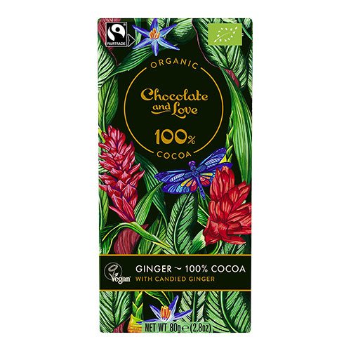 Chokolade 100% kakao med kandiseret ingefær Ø