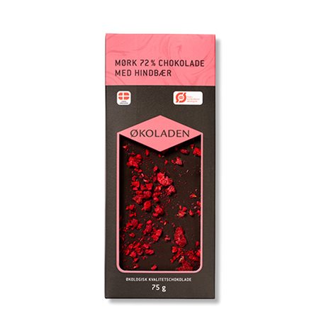 Chokolade mørk hindbær 72% Ø