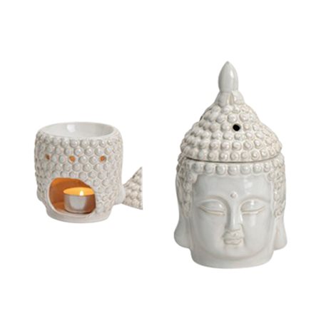 Duftlampe Buddha Hvid