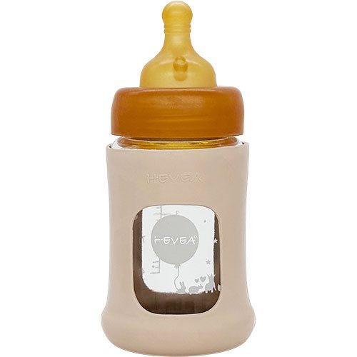 Hevea Baby Glas Sutteflaske Wide Neck 150ml Sand Stk