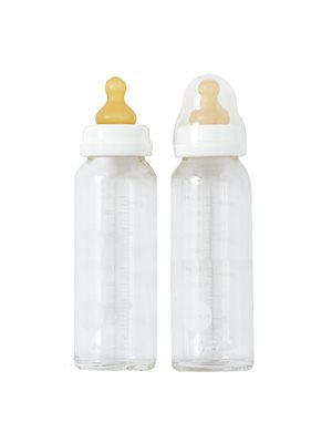 Hevea Sutteflaske glas hvid, 2 stk