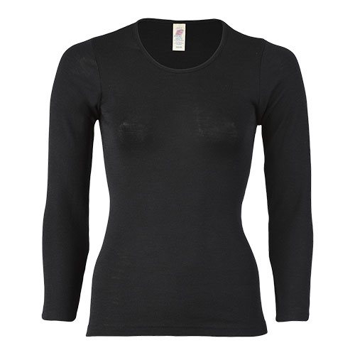Engel Natur Langærmet Bluse Uld Silke Black Str Stk