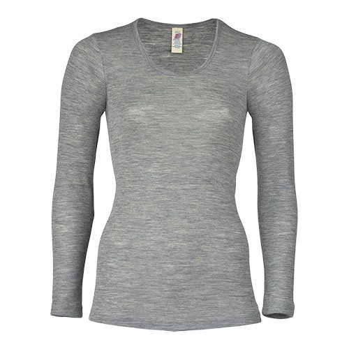 Engel Natur Langærmet Bluse Uld Silke Light Grey Str Stk