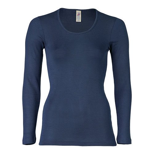 Engel Natur Langærmet Bluse Uld Silke Navy Str Stk
