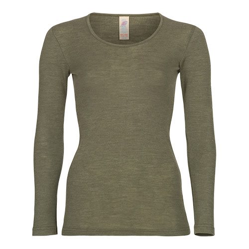 Engel Natur Langærmet Bluse Uld Silke Olive Str Stk