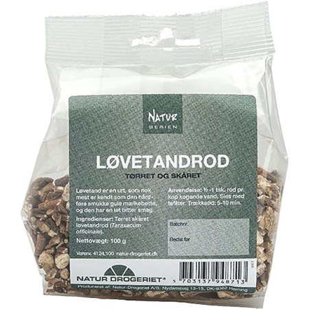 Løvetandsrod, tørret og skåret