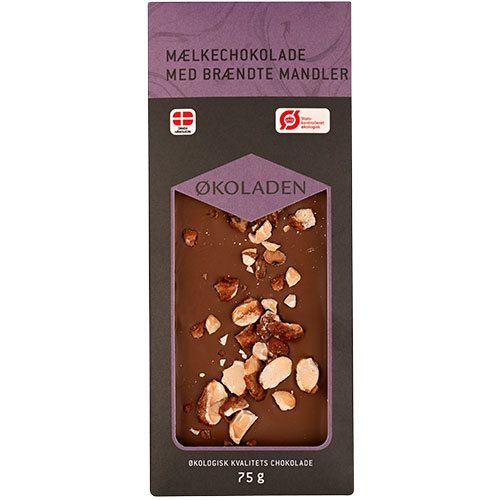 Mælkechokolade m. brændte mandler Ø