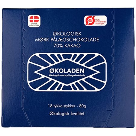 Mørk pålægschokolade 70% 18 stk Ø