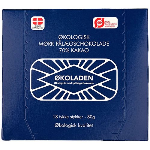 Mørk pålægschokolade 70% 18 stk Ø