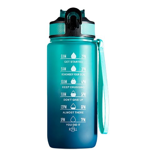 Motivational Bottle Motivationsflaske 600 Ml Blå/grøn 1 Stk