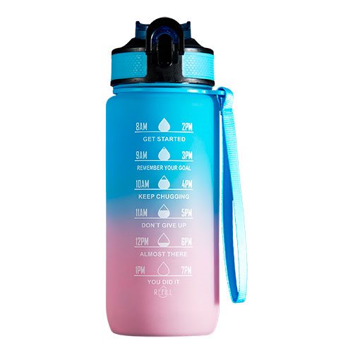 Motivational Bottle Motivationsflaske 600 Ml Pink/blå 1 Stk
