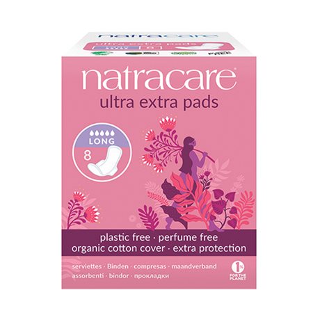 Natracare bind 8 stk LONG ultra extra m. vinger