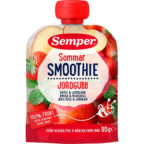 Sommer smoothie med æble og jordbær fra 6 mdr.