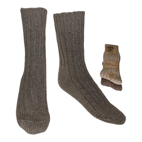 Clemente Strømper Brun & Beige Str Pak Alpaka Strømper Tykke Stk