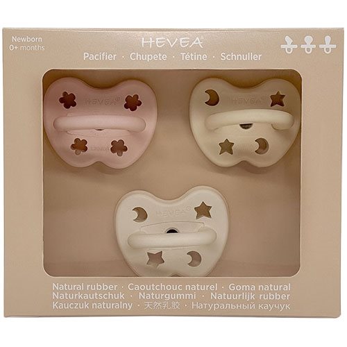 Hevea Sut Otho Rund sym. Newborn 0+ Months Powder Pink, Cream and Milk White – 1 pk