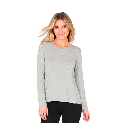 Women's Long Sleeve Round Neck T-Shirt grå str. XL