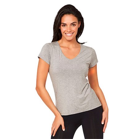Women's V-Neck T-Shirt lysegrå str. XL